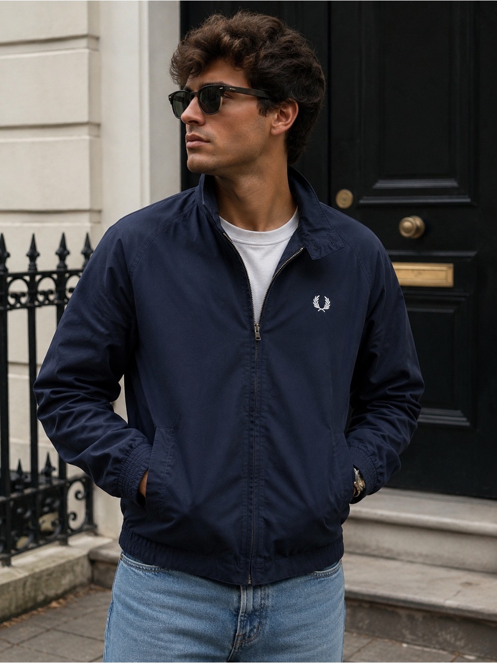 Fred Perry Harrington navy Jacket Size Large (EU 44) British Streetwear Classic